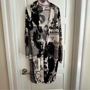 Chicos linen and cotton knee length Women's Cardigan sz OcChico’s sizing)